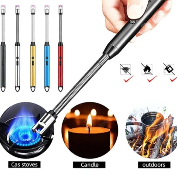 usb rechargeable flameless arc lighter flexible & windproof for candles, hiking, camping, kitchen, fireplaces