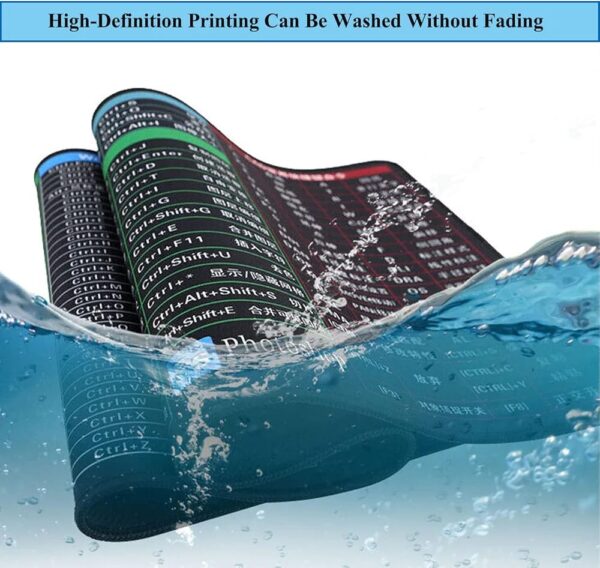 large excel shortcut keyboard & mouse pad & table mat (30×80cm) | extended non slip desk mat with office software commands – ideal for work, study & gaming