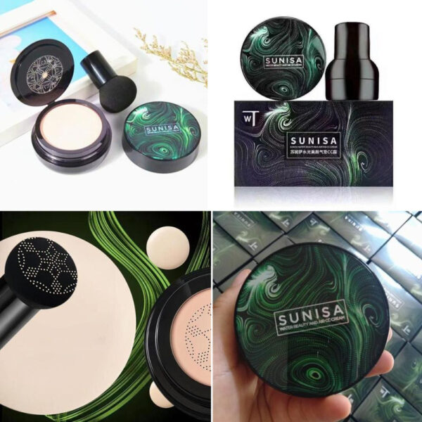 sunisa foundation base original 3 in 1 | air cushion cc & bb cream | waterproof foundation | moisturizing liquid foundation with sponge
