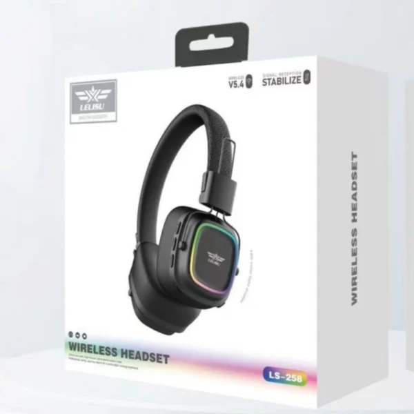 lelisu ls 258 wireless stereo headphones | bluetooth 5.4 over ear headset with type c charging & led lights