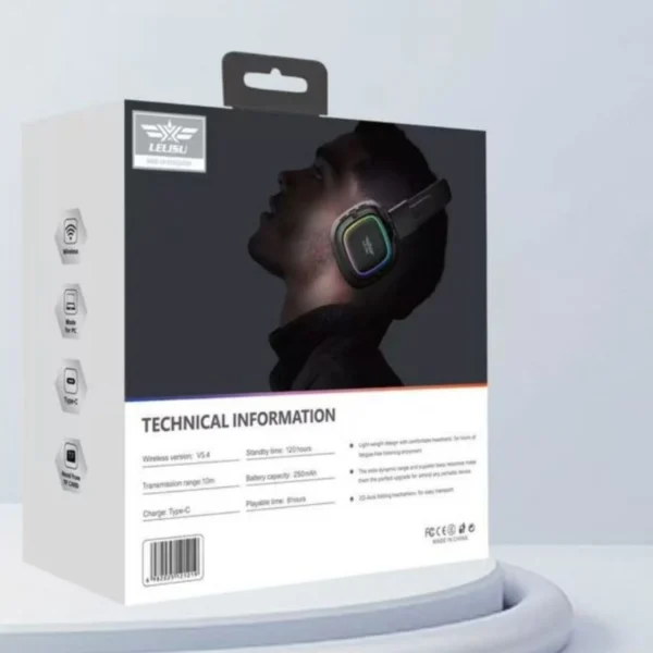 lelisu ls 258 wireless stereo headphones | bluetooth 5.4 over ear headset with type c charging & led lights