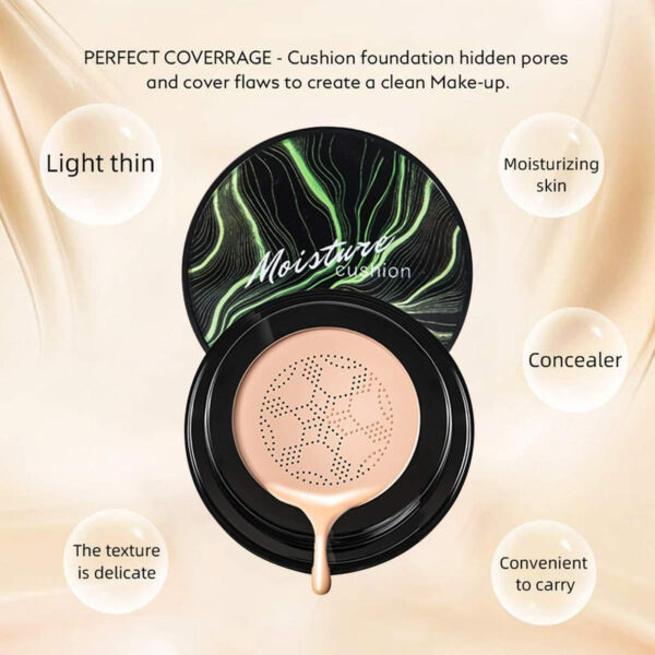 sunisa foundation base original 3 in 1 | air cushion cc & bb cream | waterproof foundation | moisturizing liquid foundation with sponge