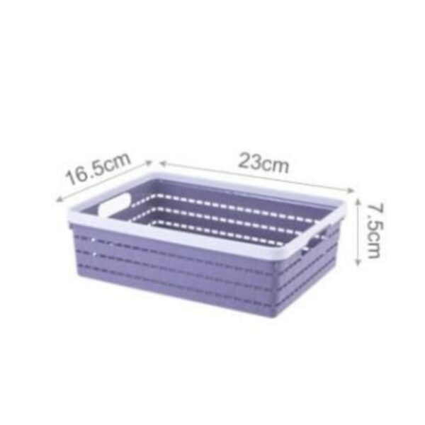 multi purpose storage basket with handles | woven plastic organizing bin | 23cm l x 16.5cm w x 7.5cm i office storage organizer bin for pantry, school, toy, beauty products
