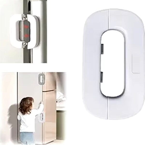 child safety refrigerator lock | double button | baby proof | white & grey