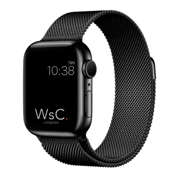 black | apple watch milanese magnetic loop strap | stainless steel band | 42mm / 44mm / 45mm