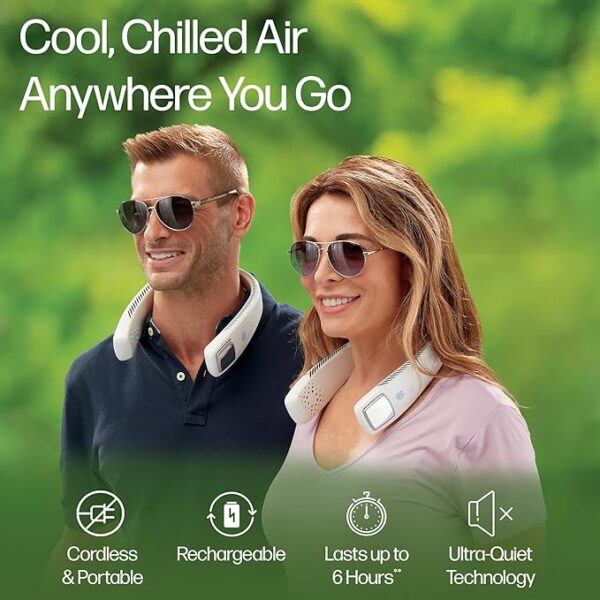 wearable neck fan & air purifier | arctic air freedom | usb rechargeable 3 speed personal cooler for indoor & outdoor use | random color