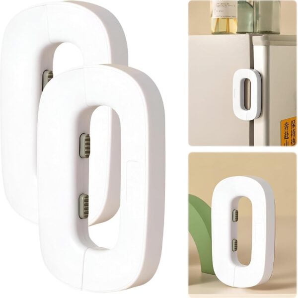child safety refrigerator lock | double button | baby proof | white & grey