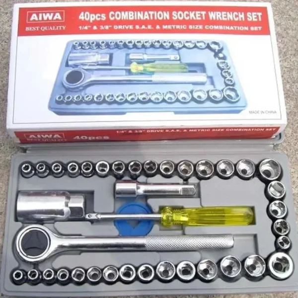 40pcs aiwa socket wrench tool kit | stainless steel, durable, multi purpose