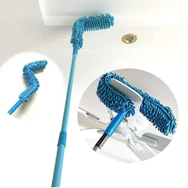 flexible micro fiber duster with telescopic stainless steel handle for fan cleaning specially