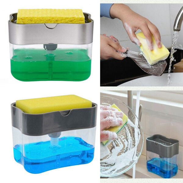 soap pump dispenser & sponge holder for kitchen sink