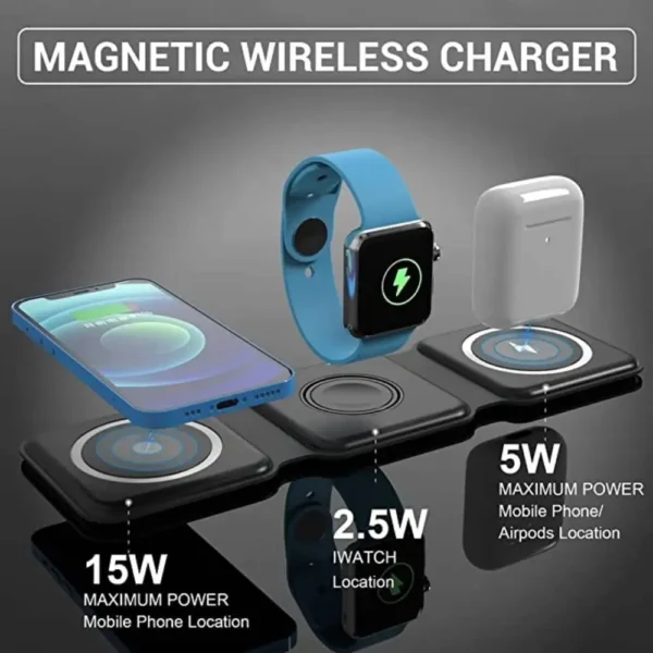 3 in 1 magnetic wireless charger foldable 15w original charging station