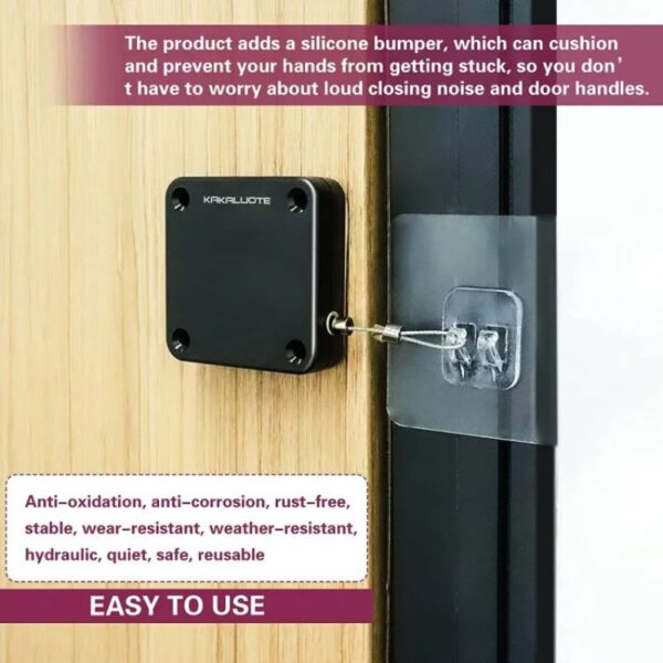 portable automatic door closer –|punch free, self closing with pull force