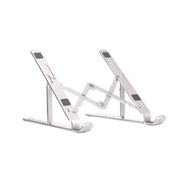 premium aluminum foldable laptop stand | sturdy, adjustable & portable | silver & black