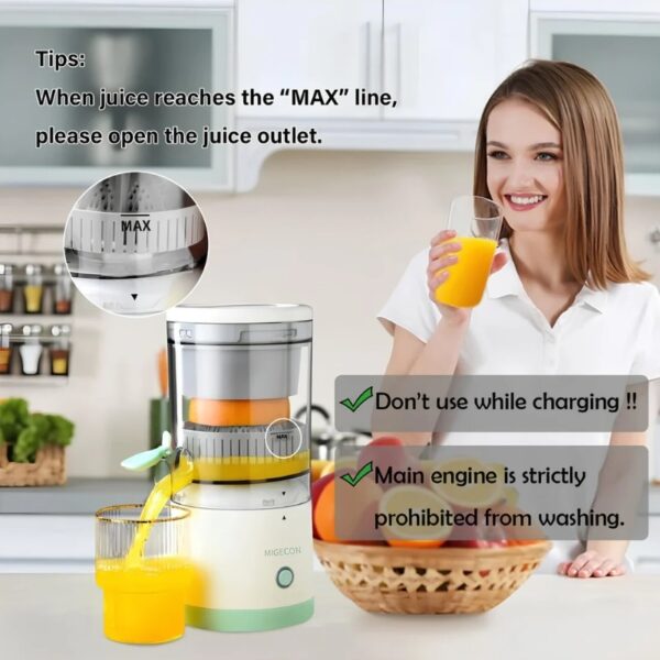 portable electric citrus juicer | usb rechargeable, hands free orange & lemon juice extractor, easy to clean