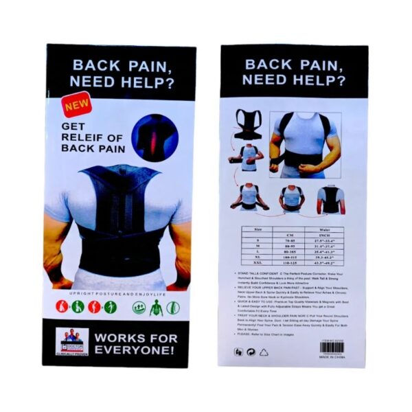 back pain relief posture corrector belt | adjustable back & shoulder support for better posture, lower & upper back pain