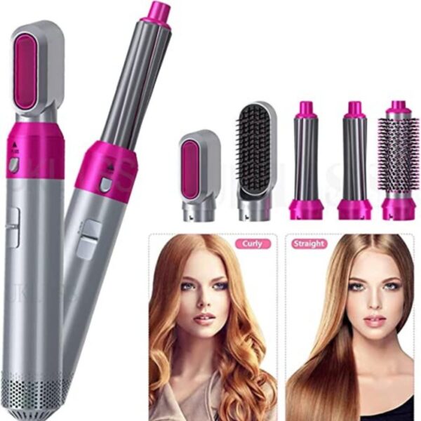 5 in 1 electric hair dryer brush kit i blow dryer, straightener, curler & volumizer (random color)
