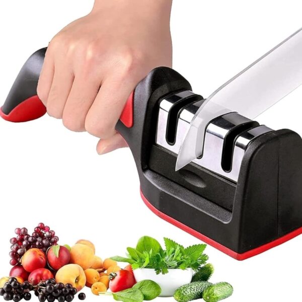 3 in 1 knife sharpener set with ceramic peeler | 3 stage blade sharpener & non slip handle