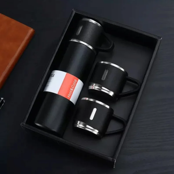 3 cup 500ml double layer stainless steel vacuum flask set | hot & cold | random color