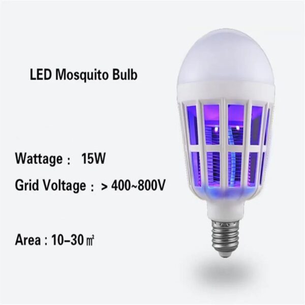 2 in 1 led mosquito killer bulb | 15w insect zapper light | silent, odorless, energy saving