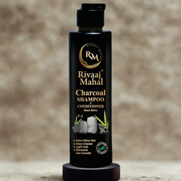 rivaaj mahal charcoal shampoo + conditioner 2 in 1 | black shine formula