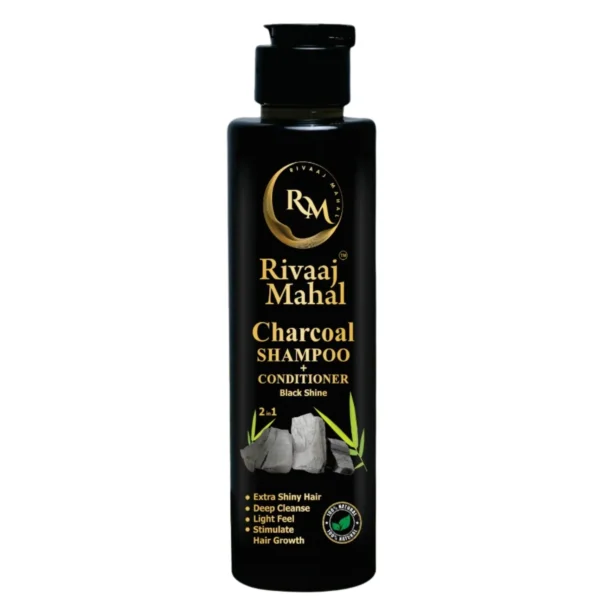 rivaaj mahal charcoal shampoo + conditioner 2 in 1 | black shine formula