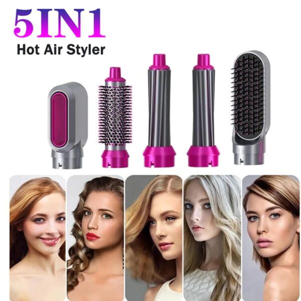 5 in 1 electric hair dryer brush kit i blow dryer, straightener, curler & volumizer (random color)