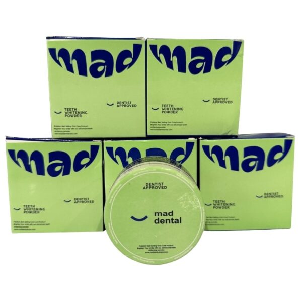 mad dental care teeth whitening powder – dentist approved | natural enamel safe formula for bright smile