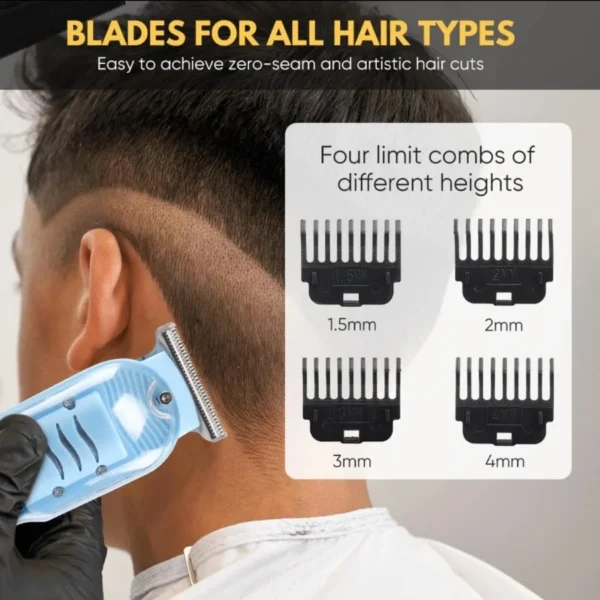 daling transparent lcd electric hair trimmer | usb rechargeable | professional grooming | fr d 8268