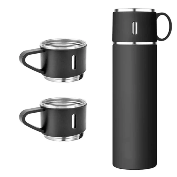 3 cup 500ml double layer stainless steel vacuum flask set | hot & cold | random color