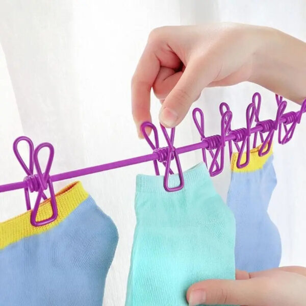 portable drying rope with 12 clips & 2 hooks