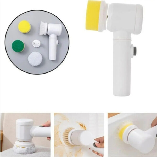 5 in1 rechargeable magic brush | car waxing handheld scrubber | 360 degree rotate with 3 replaceable multipurpose brush | heads kitchen dishwashing sponge electric cleaning brushlow