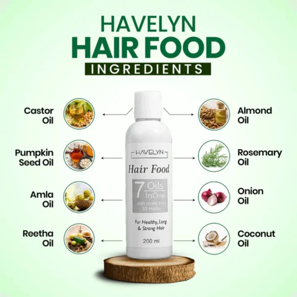 havelyn hair food oil 200ml | 7 oils in one with 30+ herbal extracts for strong & healthy hair