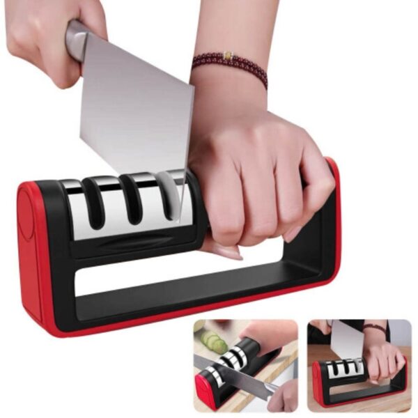 3 in 1 knife sharpener set with ceramic peeler | 3 stage blade sharpener & non slip handle