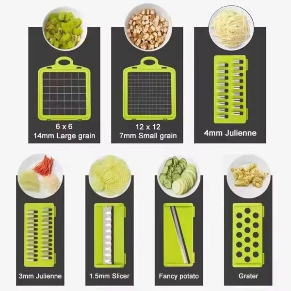 16 in 1 high quality mandoline slicer & vegetable chopper | multifunctional food cutter, grater & shredder for kitchen
