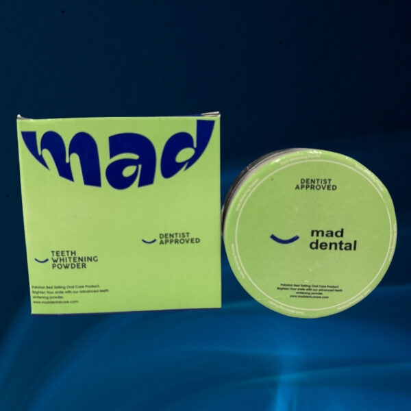 mad dental care teeth whitening powder – dentist approved | natural enamel safe formula for bright smile