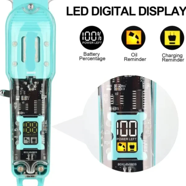 daling transparent lcd electric hair trimmer | usb rechargeable | professional grooming | fr d 8268