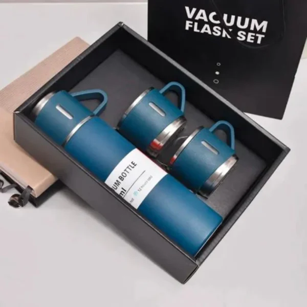 3 cup 500ml double layer stainless steel vacuum flask set | hot & cold | random color