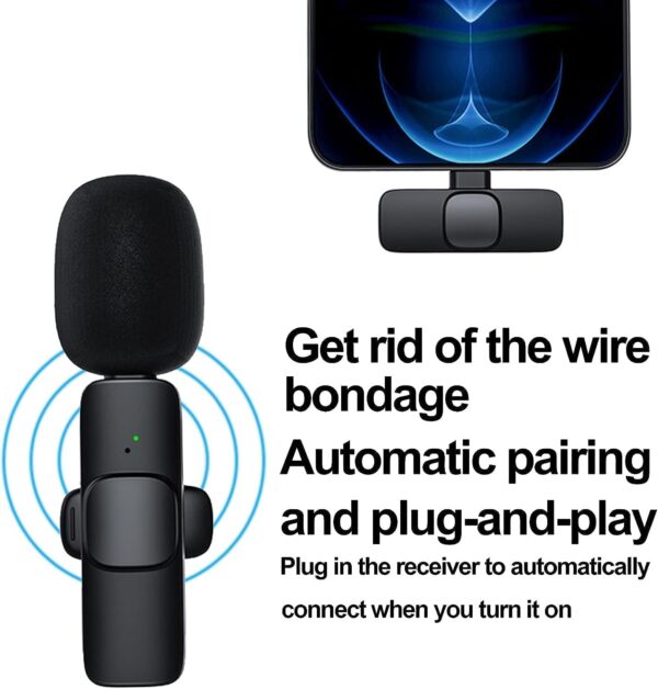 k9 dual wireless lavalier microphone | plug & play usb type c & ios mic with auto sync & noise reduction