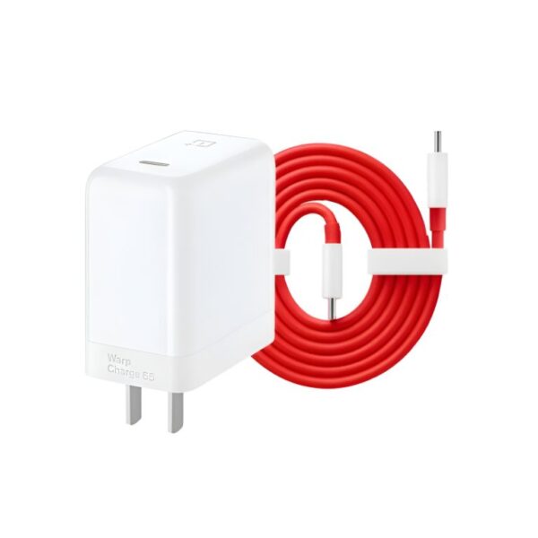 oneplus 65w warp charge power adapter with type c to type c fast charging cable