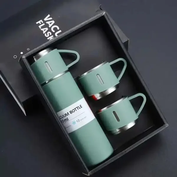 3 cup 500ml double layer stainless steel vacuum flask set | hot & cold | random color
