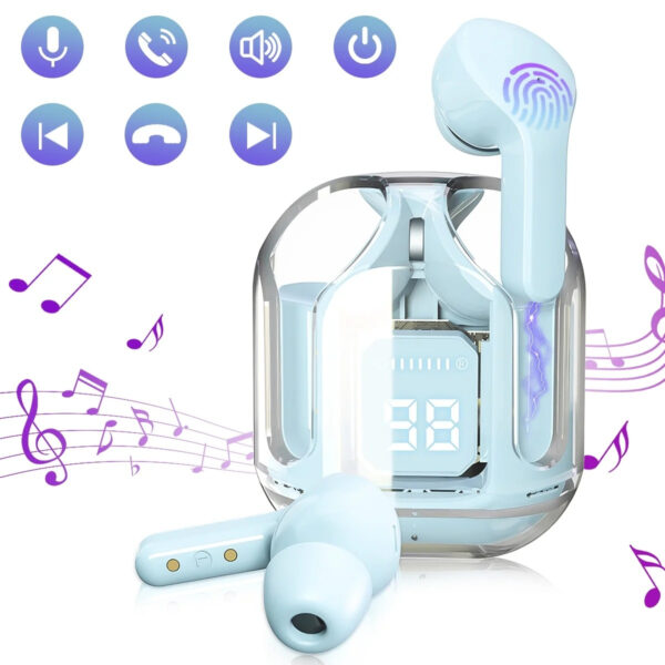 air31 earbuds wireless | crystal transparent bluetooth 5.3 | led digital display airpods