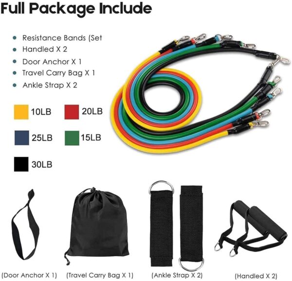 gym belt with box | 5 in 1 power exercise resistance band set – adjustable fitness equipment for all
