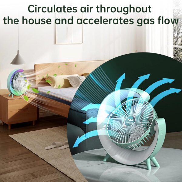 colorful desktop fan | usb rechargeable, silent, 3 speed with led ambient light