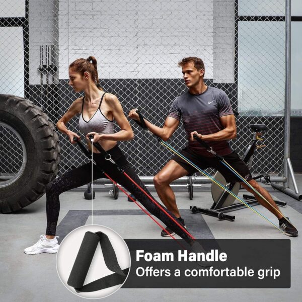gym belt with box | 5 in 1 power exercise resistance band set – adjustable fitness equipment for all