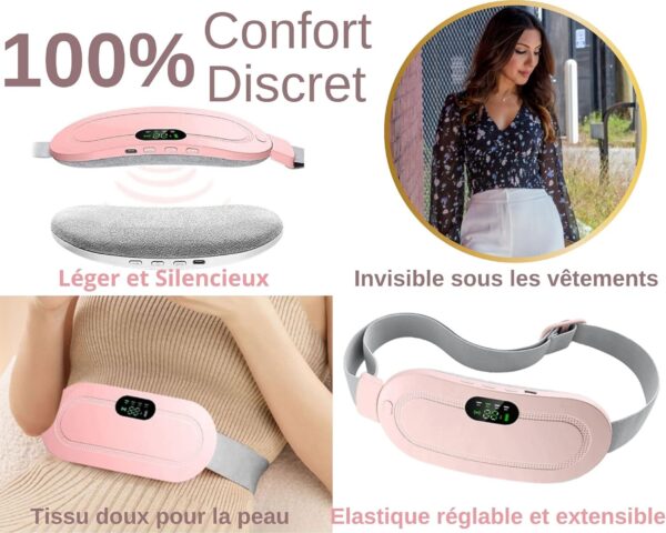 digital period heating pad & vibrating belt | 3 heat levels, 4 massage modes – fast relief for menstrual cramps