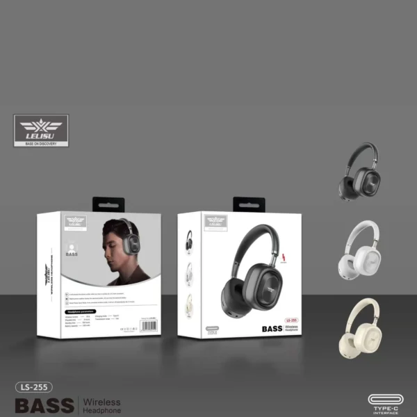 lelisu ls 255 bass wireless headphones | bluetooth over ear headset with type c interface