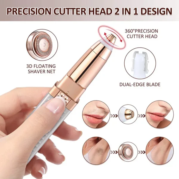 2 in 1 flawless facial hair remover & eyebrow trimmer | usb rechargeable, painless & portable | random color