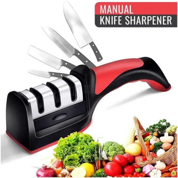 3 in 1 knife sharpener set with ceramic peeler | 3 stage blade sharpener & non slip handle