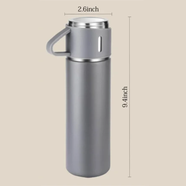 3 cup 500ml double layer stainless steel vacuum flask set | hot & cold | random color