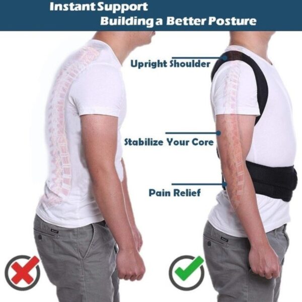 back pain relief posture corrector belt | adjustable back & shoulder support for better posture, lower & upper back pain
